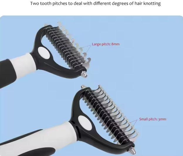 Professional Pet grooming deshed and demat comb with double sided knife for safely cutting through knots, matted coat - Image 3