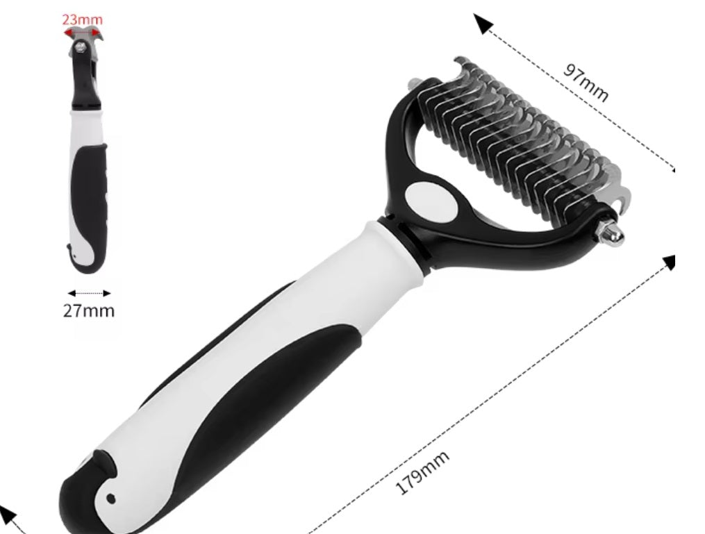 Professional Pet grooming deshed and demat comb with double sided knife for safely cutting through knots, matted coat - Image 6