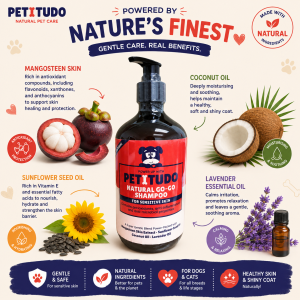 PETITUDO NATURAL GO-GO Dog Shampoo. 30ml (Trial size), 500ml and 1000ml